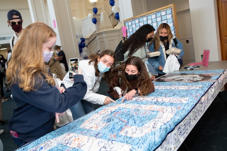 Signing the Class Banner at the 2022 Senior Send-Off
